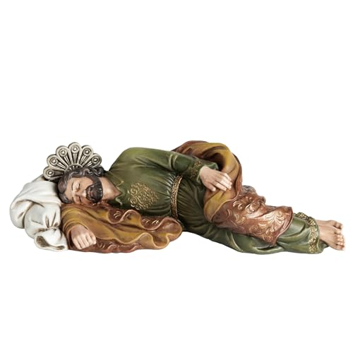 Grace4Joy Sleeping Saint Joseph Statue, 10 Inches Length San Jose Dormido Estatuas Catholic Home Decor, Hand Painted Sleeping Joseph Statue Renaissance Collection