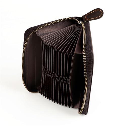 Unisex Small Genuine Leather Wallet Zip Around Minimalist Card Case Zippered Purse (Yellow)3