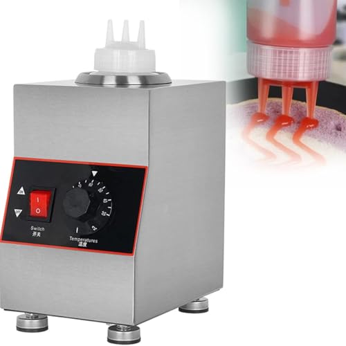 Calentador eléctrico de salsa de queso caliente, dispensador de queso, dispensador de queso, ajustable, con botella exprimible (2 rejillas)