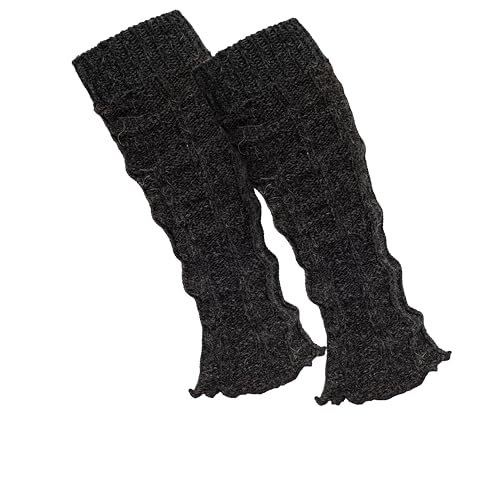 MOUNTREX Stulpen Damen - Beinwärmer mit Alpaka Wolle, Beinstulpen für Herbst, Winter - Leg Warmers - One Size - 1 Paar (Anthrazit)