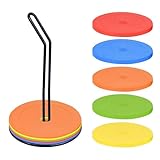 eupdd Markierungsscheiben: 25 Stück Sport Markierungsscheiben Flach Für Fußballtraining Und Vereinstraining, Rutschfestes PE Material, Ø15cm Mit Transportständer Für Trainer Und Mannschaften