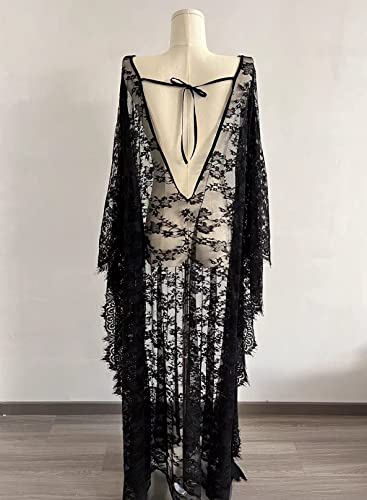 Swimsuit Cover Up Women plus size sheer see through sexy lace Kimono4