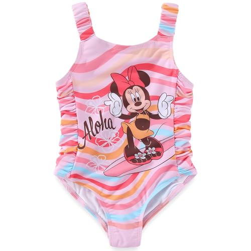 Disney Minnie Mouse Girls UPF 50+ One Piece Bathing Suit for Toddler and Big Kids