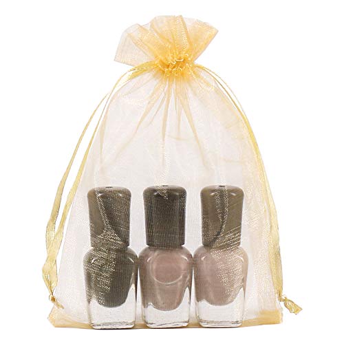 HRX 100pcs Gold Organza Gift Bags