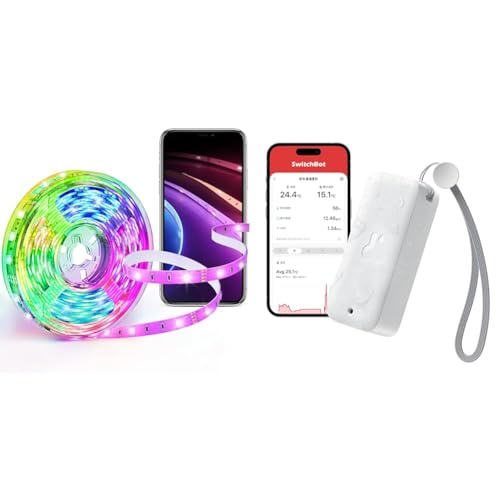 �y�Z�b�g�����z�yCompatible with Alexa�F��zSwitchBot �X�C�b�`�{�b�g LED �e�[�v���C�g Alexa RGB �������F �}���`�J���[ 1600���F led�e�[�v ���C�g Wi-Fi & Bluetooth �ԐڏƖ� 5m +