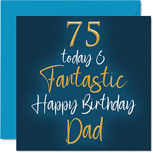 Fantásticas tarjetas de 75 cumpleaños para papá, 75 hoy y fantásticas, tarjeta de feliz cumpleaños para papá de hijo hija, 145 mmx145 mm, tarjetas de felicitación de cumpleaños para papá