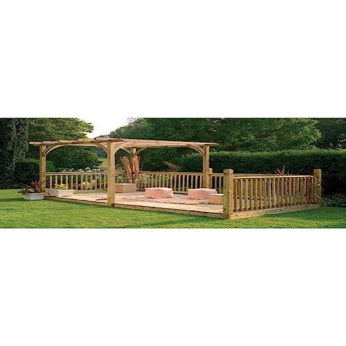 Image of Forest Garden Ultima Pergola and Patio Decking Kit 2.4m x 4.9m Pressure Treated Wood