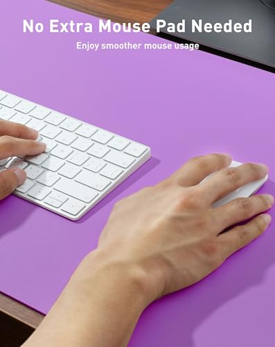 Image of Aothia Faux Leather Desk Mat - Large Mouse Pad, Non-Slip PU Leather Blotter, Waterproof Writing Surface for Office and Home (Iris Violet, 42 inch x 17 inch)