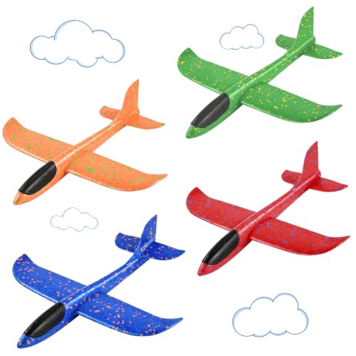 Ntwdby Aviones de Poliespan, Aviones Planeadores Juguete de Poliespan, 4 Unidades, Juguete Avión Espuma Lanzar, Foam Glider Planes, Portable Aeroplane Toys para Family Outdoor Sports