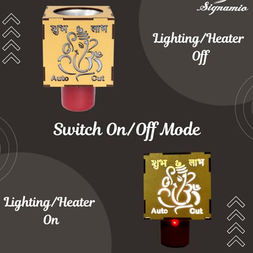 SIGNAMIO-Auto-Cut-Off-Wooden-Incense-Aroma-Kapoor-Dhoop-Camphor-dani-Oil-Diffuser-Burner-with-Night-Lamp-Electrical-kapuram-Machine-Stand-Holder-for-HomeOffice-3-in-1-GaneshLaxmiSaraswati SIGNAMIO® Auto Cut Off Wooden Incense Aroma Kapoor Dhoop Camphor dani Oil Diffuser Burner with Night Lamp Electrical kapuram Machine Stand Holder for Home/Office (3 in 1 - Ganesh+Laxmi+Saraswati)