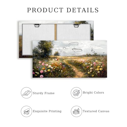 SERIMINO Large Wall Art for Living Room, Countryside Path Landscape Wall Decor, Wildflowers Meadow Canvas Prints, Natural Scenery Modern Pictures Home Decor Farmhouse Kitchen Dining Room 30"X60"