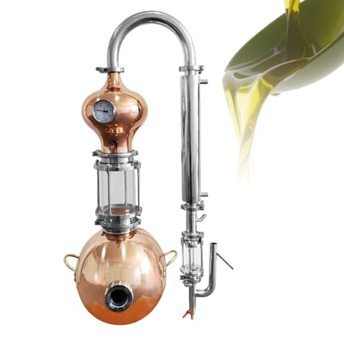 Kit de alambique de cobre Moonshine de 15 litros, aceites esenciales y destilación de whisky, probador de alcohol de acero inoxidable, alambique casero para destilar licores