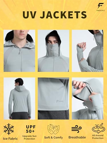 Image of FABSPORTS Men's UV Protection Sun Screen Jacket, Sun Protection Clothing, Lightweight with UPF 50+ Protection for Outdoors