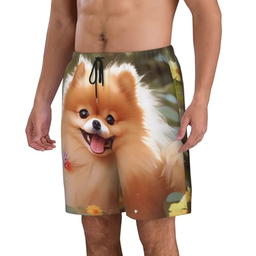 Pomeranian Dog Print Men's Beach Pants Lightweight Quick-Dry Swim Pants with Mesh Lining for Men2