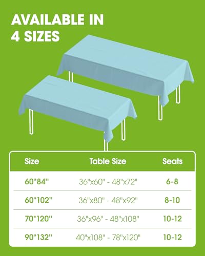 Image of Pureegg Polyester Tablecloth 60 inch x 84 inch Reusable & Washable Baby Blue