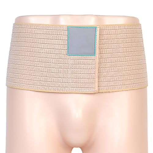 男性と女性のための臍ヘルニアベルト、へそ、腹壁、切開部用の圧縮パッド付き腹部サポートバインダー(Beige,Medium)