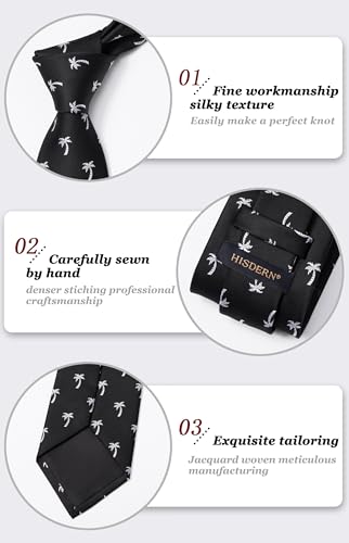 Image of HISDERN Ties for Men Classic Animal Tie and Pocket Square Set Jacquard Woven Silk Neckties Handkerchief Wedding Party
