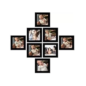 CDM Wall Wood MDF Photo Frame With Glass (Black,8 Photos)