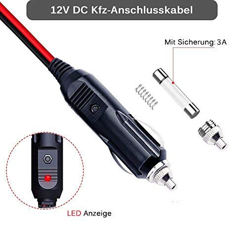 Cavo di Alimentazione Automatica per caricabatteria da Auto DC, 12-24V 4FT Accendisigari per Auto Maschio Spina per DC Cavo di connessione per Lettore Dvd Portatile, DVR per Auto