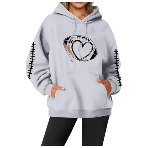 Generisch Sudadera con capucha para mujer para otoño e invierno, informal, de manga larga, con estampado de letras, para el día a día, moda de verano para mujer, 2022, Gris claro., M