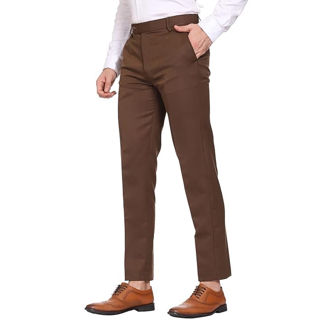 Image of Formal Pant for Men. Regular Fit, Lightweight, Flat Front, Premium Cotton Polyester Blend Fabric. Office, Party and Casual Wear. Non Stretchable.
