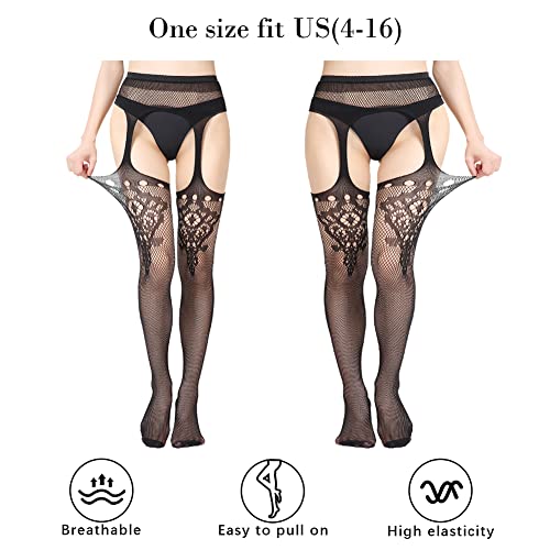 Image of Women's Fishnet Stockings High Waist Tights Suspender Hosiery Sexy Pantyhose