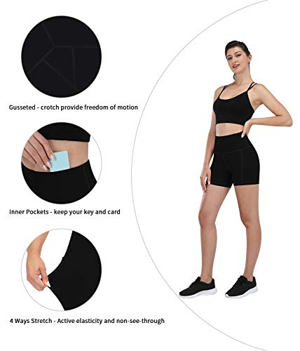 Image of Fengbay 2 Pack 8 inch /5 inch Biker Shorts for Women with Pockets, High Waist Workout Shorts for Women Compression Yoga Shorts
