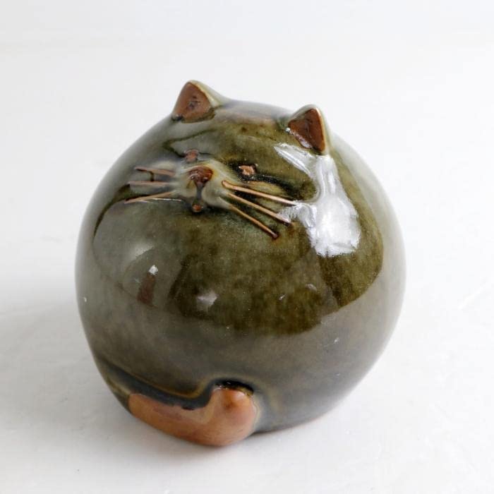 Amazon.co.jp: 陶器製 猫 ネコ まんまるねこ 小 置物 オブジェ 可愛い