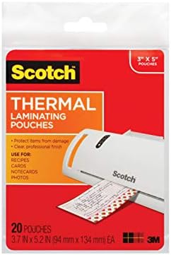 Scotch Thermal Laminating Pouches Premium Quality, 5 Mil Thick for Extra Protection, 20 Pack Photo Size Laminating Sheets, Our Most Durable Lamination Pouch, 3.7 x 5.2 inches, Clear (TP5902-20)