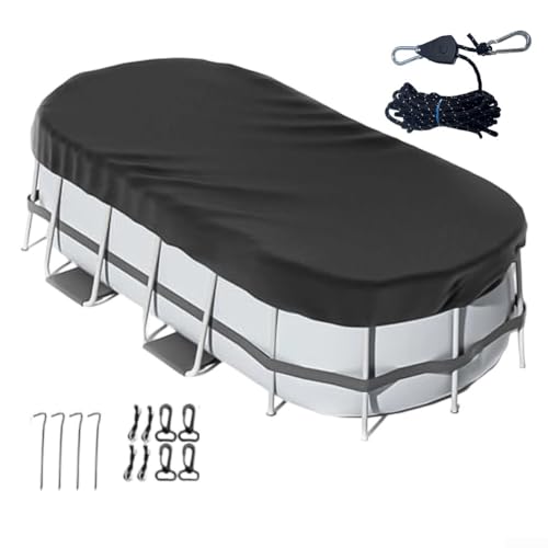 Sumsoctober Bâche ovale pour piscine hors sol avec cliquet de serrage et matériau résistant aux intempéries pour protéger contre les débris et les intempéries