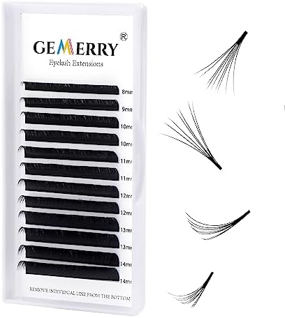 GEMERRY Easy Fan Lashes Extensions 15-20mm Mix 0.05 D curl Noir Russian Volume Self Fanning Blooming Lash Silk Eco-friendly Eyelashes 2D 5D 8D Long Individual Volume Lashes (0.05-d curl-mix 15-20mm)