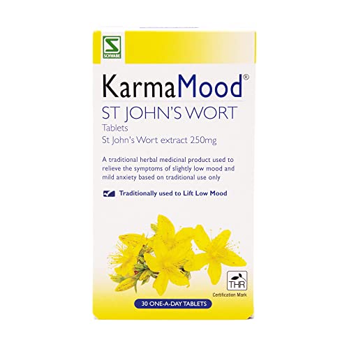 Schwabe KarmaMood - St Johns Wort Extract 250mg - Traditionally Used for Low Mood and Mild Anxiety - Traditional Herbal Medicinal Product - 30 Tablets
