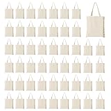 Waritili Blank Canvas Tote Bags, 50Pack 12.2 * 13.6 Inch Reusable Economical Cotton Tote Bag, 10Oz Thicken Grocery Cloth Bag, Blank Bag Suitable for DIY, Advertising, Promotion, Gift, Event