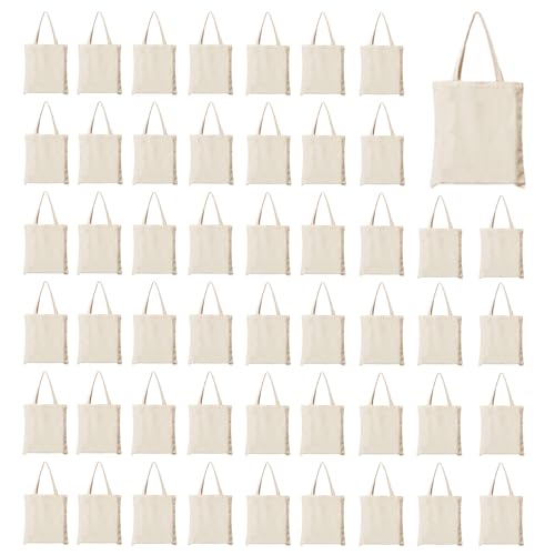 Waritili Blank Canvas Tote Bags, 50Pack 12.2 * 13.6 Inch Reusable Economical Cotton Tote Bag, 10Oz Thicken Grocery Cloth Bag, Blank Bag Suitable for DIY, Advertising, Promotion, Gift, Event