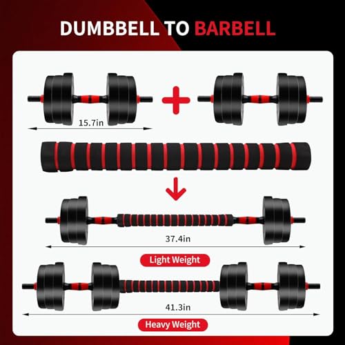 GETMOZ Adjustable-Dumbbells-Sets, 20/30/40Lbs Free Weights-Dumbbells Set of 2 Convertible To Barbell A Pair of Lightweight for Home Gym,Women and Men Equipment (20, Pounds)