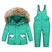 Toddler Snow Suit Fashion 2-Piece Windbreaker Warm Cozy Insulated Faux Fur Hood Ski Puffer Jacket and (Green, 4-5 Years)