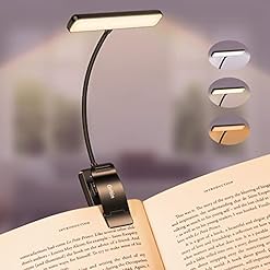 Gritin Leselampe Buch Klemme, USB Wiederaufladbare Buchlampe mit 19 LEDs, 3 Farbtemperatur Modi, Lange Laufzeit, Stufenlose Helligkeit Klemmlampe, 360° Flexibel Klemmleuchte für Nachtlesen ins Bett
