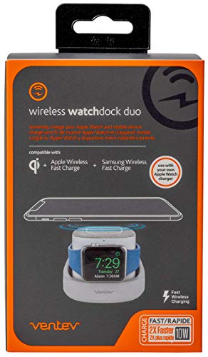 Ventev Wireless Charger Watchdock Duo | Qi 10W Fast Charger | Works With Apple, Samsung With Wireless Capability | Dual Charging Docks For Iphone And Apple Watch | Light Gray | Wrlswatchvnv #TOP3