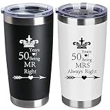 Set of 2 Wedding Engagement 50th Anniversary Tumblers for Couples Parents 20 OZ Stainless Steel Insu