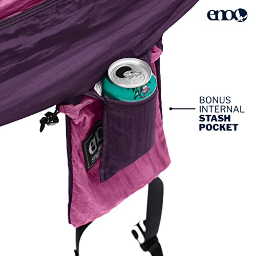 ENO SingleNest Hammock - Lightweight, 1 Person Portable Hammock - for Camping, Hiking, Backpacking, Travel, a Festival, or The Beach - Berry/Plum - Thumbnail 3