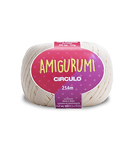 Circulo Amigurumi - Hilo de algodón 100% virgen, 125 g, 254 metros, color blanco roto