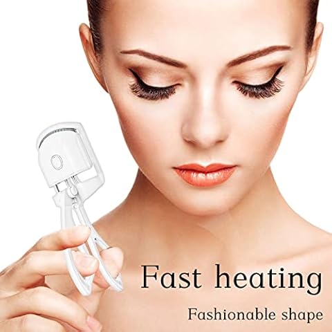 Heated Eyelash Curler, Type-C Rechargeable Electric Eyelash Curler Permanently Heated, Mini Handheld Heated Eyelash Curler Quick Preheating Fits All Eye Shapes Cover