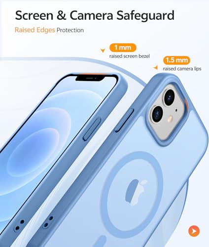 Image of FNTCASE for iPhone 13 Mini Case: for iPhone 12 Mini Case [Compatible with Magsafe] Translucent Matte Magnetic Phone Cover - Military Grade Drop Protection Shockproof Protective Cases - Light Blue