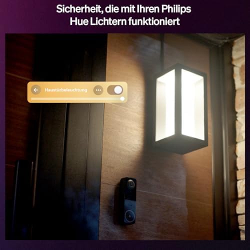 Bild 2 - Philips Hue Secure kabelgebundene Video-Türklingel, 2K-Auflösung mit Weitwinkelansicht, Meldungsauslösung, Nahtlose Integration Lichtern, Zwei-Wege-Audio, farbecht, Infrarot-Nachtsicht, schwarz
