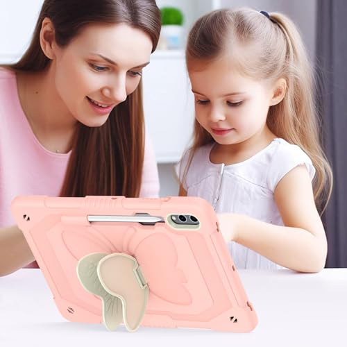 Coque Samsung Galaxy Tab S8 Plus et S7 FE avec support papillon rose - 7
