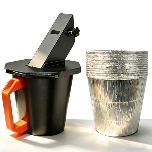 Tombili Upgraded Grease Bucket with Lid & 12 Foil Liners for Traeger - Smoker Drip Bucket Grease Catcher Compatible with Pit Boss Z Grills Recteq Pellet Grill Accessories