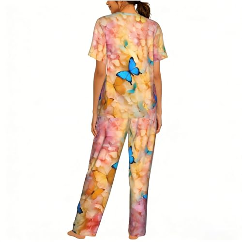 Ensemble de pyjama doux imprimé papillon nuit détente
