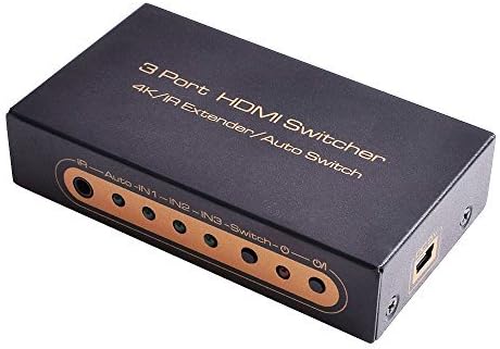 4K HDMI Switch 3x1, Awakelion Premium 3 Port 4K@30Hz HDMI Switcher with IR Remote Support 4K@30hz,1080P, 3D,HDCP, DTS Digital, Dolby Digital