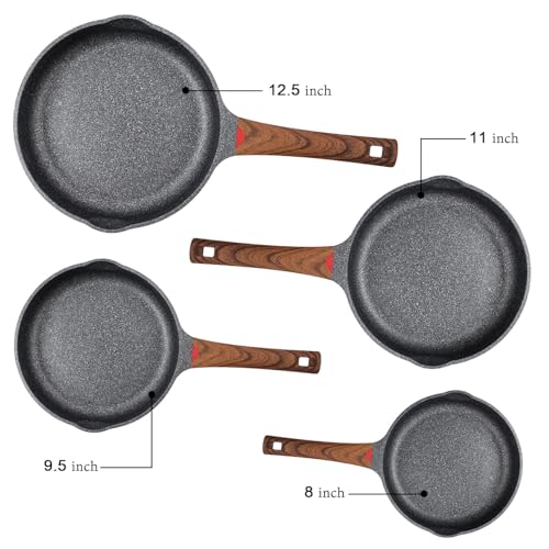 Image of Niyam Nonstick Frying Pan Skillet, Granite Cooking Pan, Healthy and Non Toxic, Ergonomic Handles, Suitable for All Stove, PFOA Free (Black, 24)