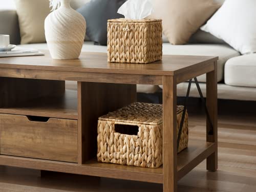 Image of StorageWorks Wicker Basket with Lid, Storage Baskets with Lids, Hyacinth